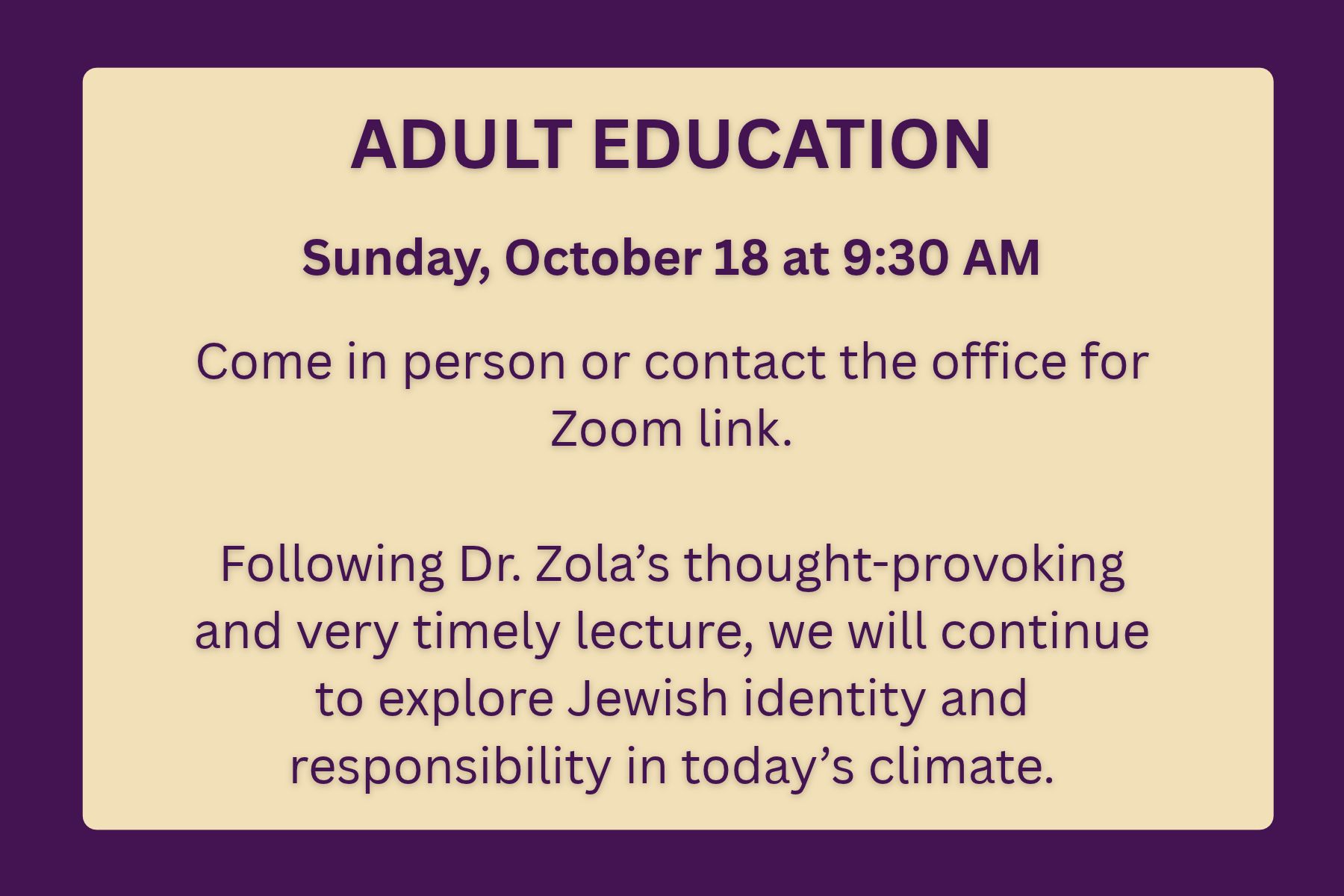 ADULT EDUCATION Sunday, October 18 (2)